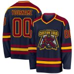 Custom Name and Number Hockey Jersey - Personalized Navy Maroon-Gold Team Jersey Personalized Navy Maroon-Gold Hockey Jersey