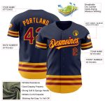 Custom Name and Number Baseball Jersey - Personalized Authentic Navy Maroon Gold Line Team Jersey Personalized Navy Maroon-Gold