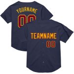 Custom Name Number Baseball Jersey - Personalized Retro Navy Maroon-Gold Mesh Authentic Team Jersey Personalized Navy Maroon-Gold