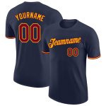 Custom Team Performance T-Shirt with Name and Number in Navy Maroon-Gold Personalized Navy Maroon-Gold Performance T-Shirt