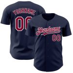 Custom Name and Number Authentic Baseball Jersey - Personalized Navy Maroon-White Team Apparel Personalized Navy Maroon-White