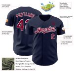 Custom Name and Number Authentic Baseball Jersey - Personalized Navy Maroon-White Team Apparel Personalized Navy Maroon-White