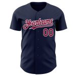 Custom Name and Number Authentic Baseball Jersey - Personalized Navy Maroon-White Team Apparel Personalized Navy Maroon-White