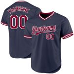Custom Name Number Throwback Baseball Jersey Authentic Navy Maroon White Personalized Team Jersey Personalized Navy Maroon-White