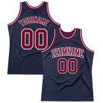 Custom Name and Number Authentic Basketball Jersey - Personalized Navy Maroon-White Throwback Design Personalized Navy Maroon-White