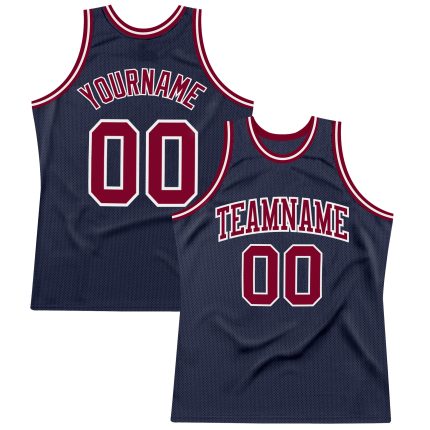 Custom Name and Number Authentic Basketball Jersey - Personalized Navy Maroon-White Throwback Design Personalized Navy Maroon-White