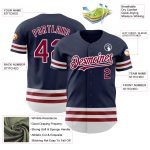 Custom Name Number Authentic Baseball Jersey - Personalized Navy Maroon-White Line Team Apparel Personalized Navy Maroon-White