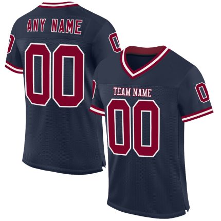 Custom Personalized Navy Maroon-White Throwback Football Jersey with Name and Number - Authentic Team Apparel Personalized