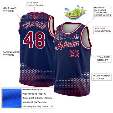 Custom Personalized Navy Maroon-White Basketball Jersey with Team Name & Number - Authentic City Edition Personalized Navy