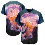 Custom Name and Number Baseball Jersey for Team - Personalized 3D Jellyfish Design in Navy, Pink, and White Personalized