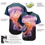 Custom Name and Number Baseball Jersey for Team - Personalized 3D Jellyfish Design in Navy, Pink, and White Personalized