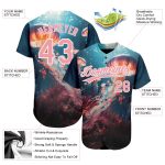 Custom Name and Number Authentic Baseball Jersey, 3D Jellyfish Underwater Design, Navy Medium with Pink-White Pattern Personalized