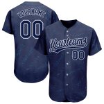 Custom Name and Number Authentic Baseball Jersey with 3D Navy-Black Pattern Design - Personalized Team Jersey Personalized