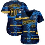 Custom Navy and Gold 3D Pattern Baseball Jersey - Personalized Team Name and Number Authentic Design Personalized Navy Navy-Gold