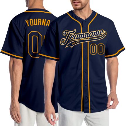 Personalized Navy Gold Baseball Jersey for Authentic Team Spirit Personalized Navy Navy-Gold Authentic Baseball Jersey