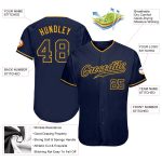 Custom Name and Number Authentic Baseball Jersey Personalized Navy Gold Personalized Navy Navy-Gold Authentic Baseball Jersey