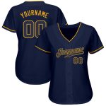 Custom Name and Number Authentic Baseball Jersey Personalized Navy Gold Personalized Navy Navy-Gold Authentic Baseball Jersey