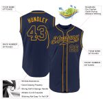 Personalized Navy Gold Baseball Jersey with Custom Name and Number - Authentic Sleeveless Team Apparel Personalized Navy
