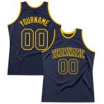 Custom Name and Number Personalized Navy Gold Authentic Basketball Jersey - Throwback Team Design Personalized Navy Navy-Gold