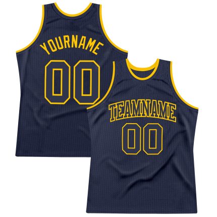 Custom Name and Number Personalized Navy Gold Authentic Basketball Jersey - Throwback Team Design Personalized Navy Navy-Gold
