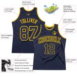 Custom Name and Number Personalized Navy Gold Authentic Basketball Jersey - Throwback Team Design Personalized Navy Navy-Gold