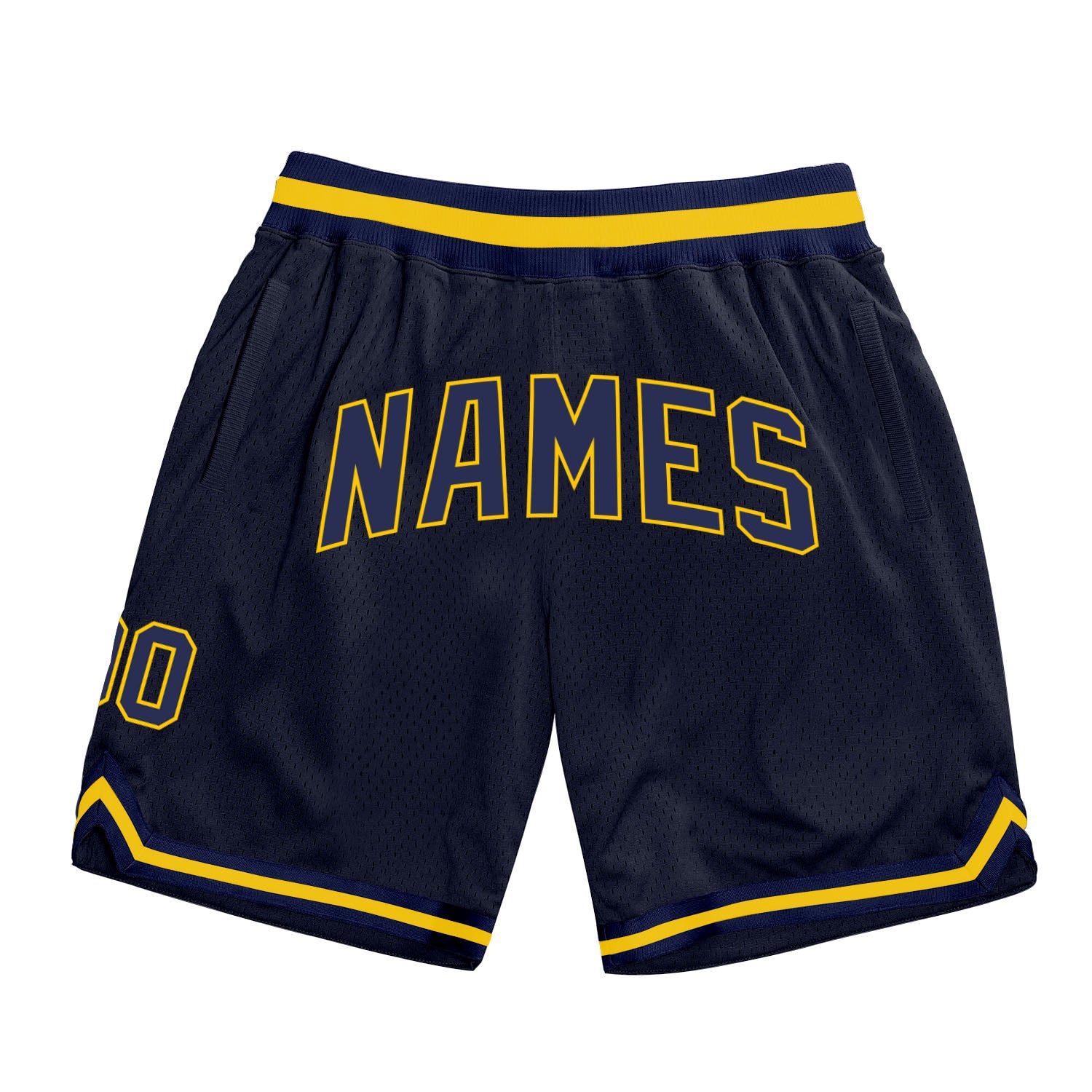 Personalized Navy Gold Throwback Basketball Shorts Custom Name Number - Authentic Team Gear Personalized Navy Navy-Gold Authentic
