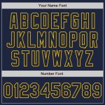 Custom Name and Number Navy and Gold Varsity Letterman Bomber Jacket - Personalized Full-Snap Team Jacket Personalized Navy