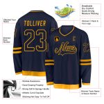 Personalized Hockey Jersey Custom Name and Number in Navy Gold - Team Apparel Personalized Navy Navy-Gold Hockey Jersey Team