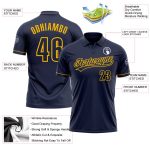 Custom Name & Number Navy Gold Performance Golf Polo Shirt - Personalized Team Apparel Personalized Navy Navy-Gold Performance