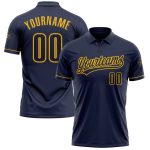 Custom Name & Number Navy Gold Performance Golf Polo Shirt - Personalized Team Apparel Personalized Navy Navy-Gold Performance