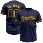 Custom Name and Number Personalized Navy Gold Unisex Softball Jersey - Two-Button Team Apparel Personalized Navy Navy-Gold