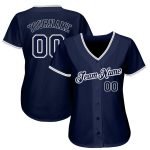 Custom Team Name Number Personalized Navy-Gray Authentic Baseball Jersey Personalized Navy Navy-Gray Authentic Baseball Jersey