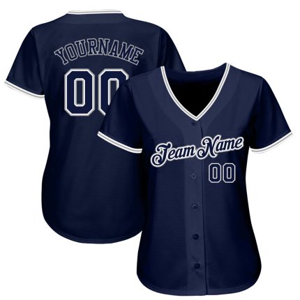 Custom Team Name Number Personalized Navy-Gray Authentic Baseball Jersey Personalized Navy Navy-Gray Authentic Baseball Jersey