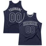 Personalized Custom Name & Number Navy-Gray Basketball Jersey - Authentic Throwback Team Design Personalized Navy Navy-Gray