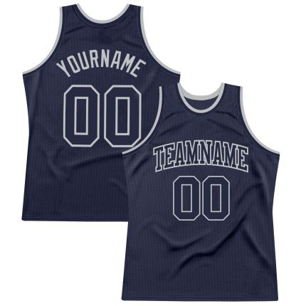 Personalized Custom Name & Number Navy-Gray Basketball Jersey - Authentic Throwback Team Design Personalized Navy Navy-Gray