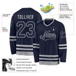 Custom Name and Number Personalized Navy Gray Hockey Jersey for Team Personalized Navy Navy-Gray Hockey Jersey Team Custom