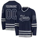 Custom Name and Number Personalized Navy Gray Hockey Jersey for Team Personalized Navy Navy-Gray Hockey Jersey Team Custom