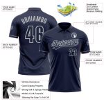 Custom Team Name Number Navy Gray Performance Vapor Golf Polo Shirt Personalized Navy Navy-Gray Performance Vapor Golf Polo