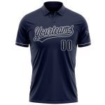 Custom Team Name Number Navy Gray Performance Vapor Golf Polo Shirt Personalized Navy Navy-Gray Performance Vapor Golf Polo