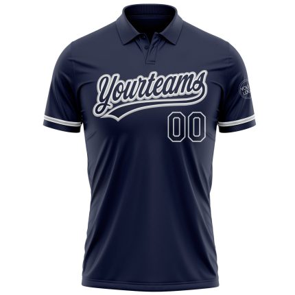 Personalized Navy Gray Performance Vapor Golf Polo Shirt for Men Personalized Navy Navy-Gray Performance Vapor Golf Polo