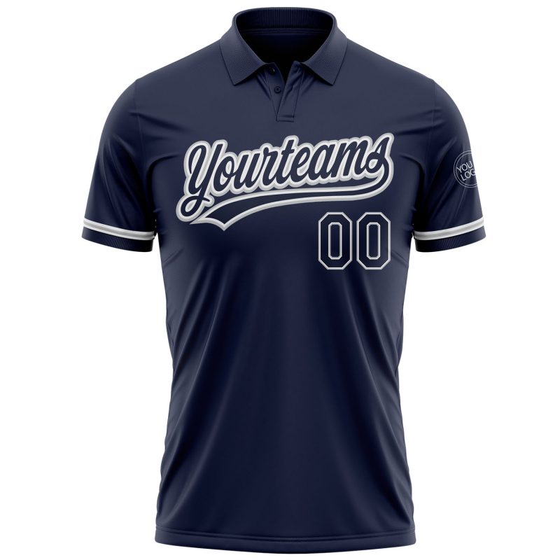 Personalized Navy Gray Performance Vapor Golf Polo Shirt for Men Personalized Navy Navy-Gray Performance Vapor Golf Polo