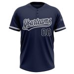 Custom Name and Number Two-Button Unisex Softball Jersey in Navy and Gray - Personalized Team Apparel Personalized Navy Navy-Gray