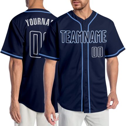 Personalized Navy Light Blue Baseball Jersey - Authentic Design for Fans Personalized Navy Navy-Light Blue Authentic Baseball