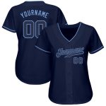 Custom Name and Number Personalized Baseball Jersey - Navy and Light Blue Authentic Team Jersey Personalized Navy Navy-Light