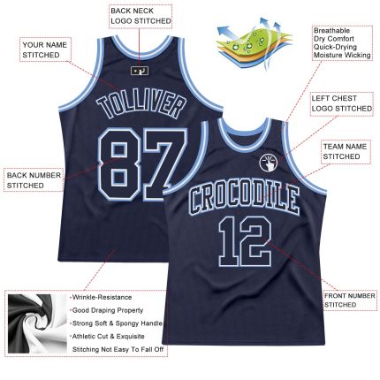 Personalized Authentic Basketball Jersey - Navy Light Blue Throwback Style Personalized Navy Navy-Light Blue Authentic Throwback
