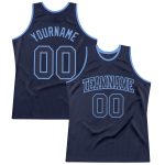 Custom Throwback Basketball Jersey with Personalized Name & Number - Navy and Light Blue Authentic Team Design Personalized