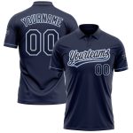 Custom Name and Number Personalized Navy Blue Performance Vapor Golf Polo Shirt Personalized Navy Navy-Light Blue Performance