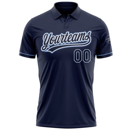 Custom Name and Number Personalized Navy Blue Performance Vapor Golf Polo Shirt Personalized Navy Navy-Light Blue Performance