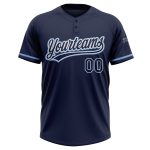 Custom Name Number Softball Jersey Unisex Two-Button Navy Light Blue Personalized Team Apparel Personalized Navy Navy-Light
