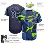 Personalized Navy Neon Green 3D Pattern Authentic Baseball Jersey Custom Name & Number Personalized Navy Navy-Neon Green